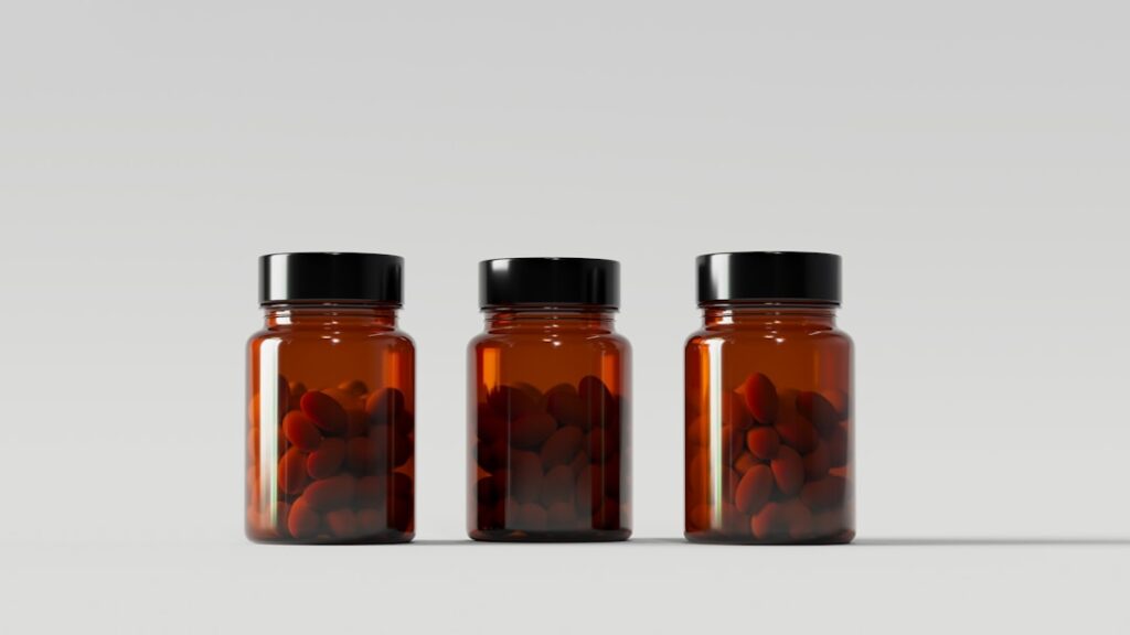 Pill bottle on a desk